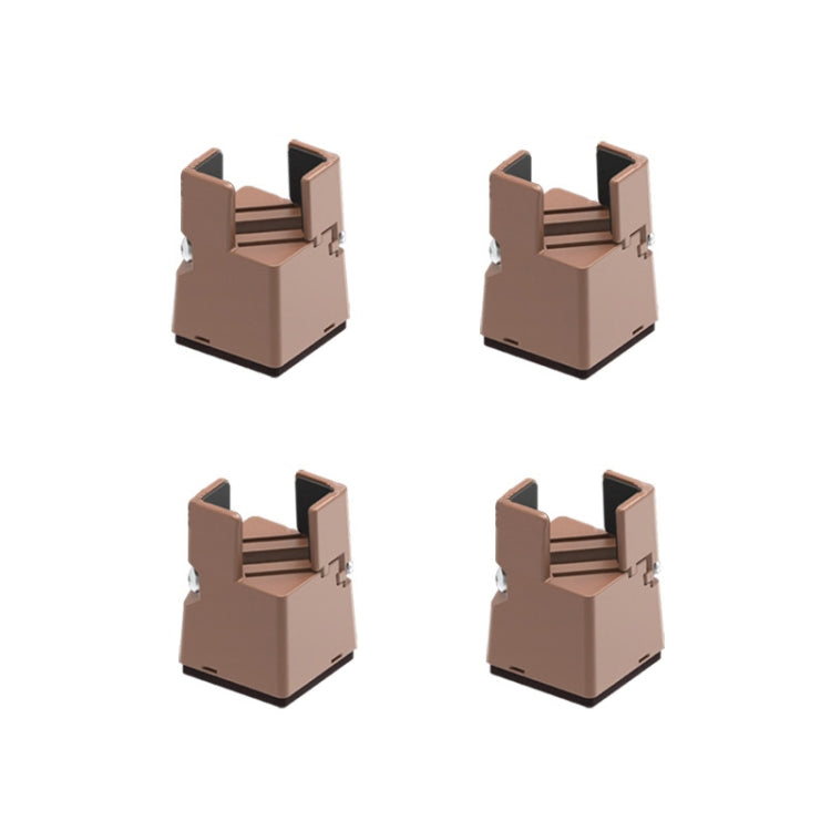 4-pack adjustable furniture heightening clip feet, brown, with top support pads