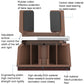Adjustable clip height foot showing rubber pad, felt-like protection, and plastic frame, brown