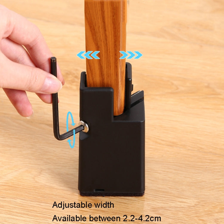 Hand installing an adjustable clip height foot on wood, black base pad