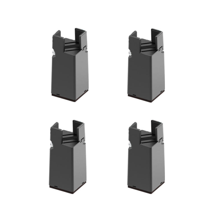 4-pack adjustable furniture heightening clip feet, dark gray, with top support pads