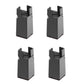 4-pack adjustable furniture heightening clip feet, black, angled view with base pads