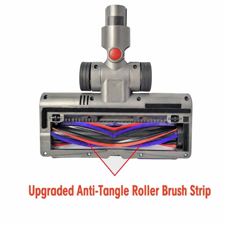 Vacuum anti-tangle roller brush head with multicolor bristle strip inside