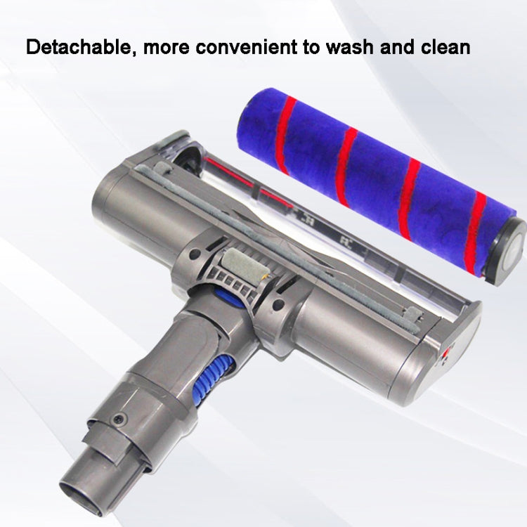 Soft velvet brush vacuum head with detachable roller, gray housing and blue brush drum