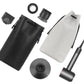Hair dryer accessory storage set: black and white bags with multiple nozzle attachments.