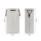 White storage bag with 35cm height; 17cm front width, 10cm side width.
