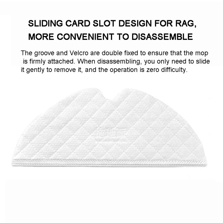White triangular quilted mop cleaning cloth with neat stitched edge