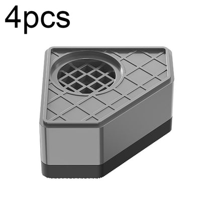 Set of 4 grey plastic appliance floor pads with round vent grille and corner support
