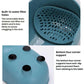 Blue elephant-shaped drain basket bottom with perforated strainer and anti-slip pads