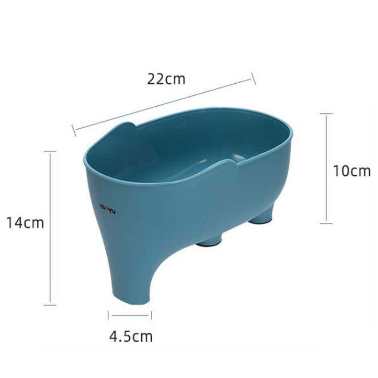 Blue elephant-shaped kitchen drain basket for fruit and vegetable storage