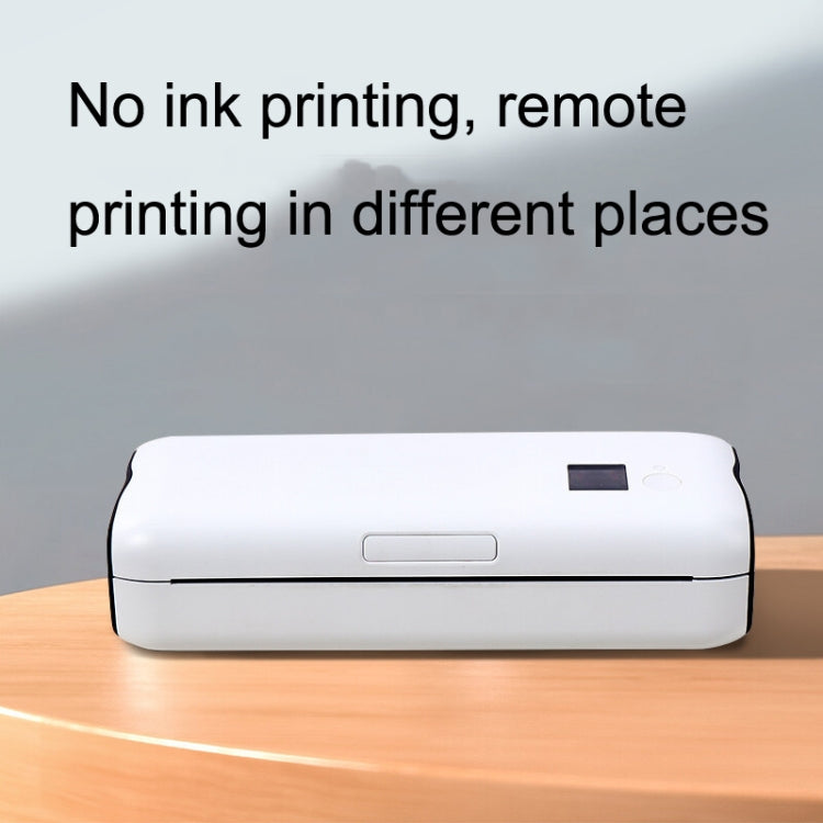 White portable thermal printer on desk, single front indicator