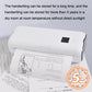 Portable thermal printer feeding a printed page with stamp icon