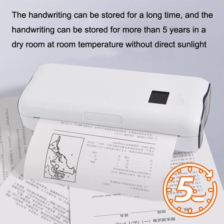 Portable thermal printer feeding a printed page with stamp icon