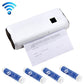White wireless thermal printer with WiFi icon and four included A4 paper rolls