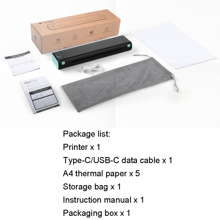 M08F Bluetooth Wireless Handheld Portable Thermal Printer, Black Green A4 Version, Black A4 Version, White A4 Version, White Orange A4 Version, Green A4 Version, Pink A4 Version, Gray A4 Version, Silver A4 Version, Black Green Letter Version           ...
