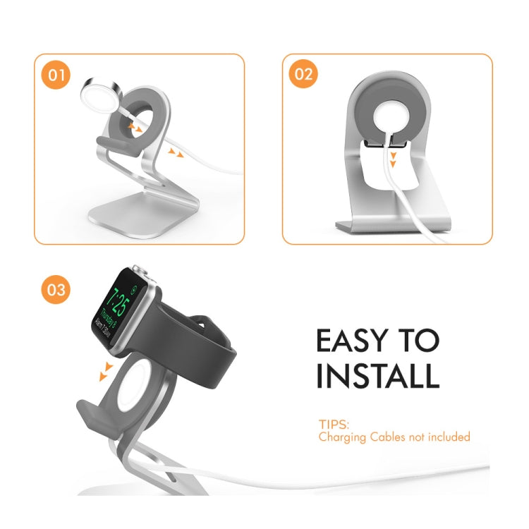 Black Apple Watch stand with adjustable cradle for easy setup