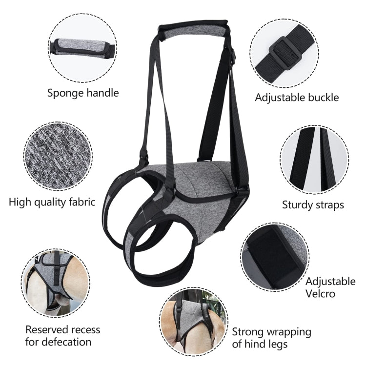 Dog hind-leg lifting harness with sponge handle, adjustable buckle, and velcro