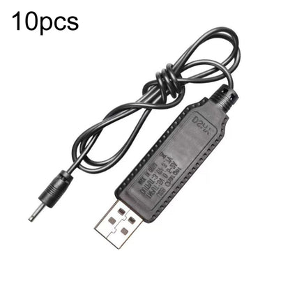 Black USB battery charging cable with straight barrel connector and IC protection module