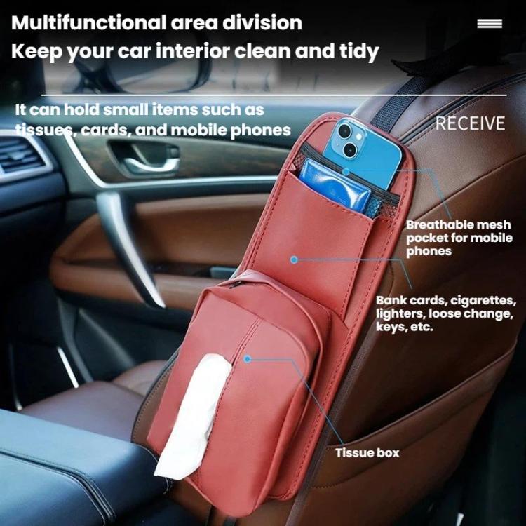 Car Seat Side Storage Pocket Hanging Leather Tissue Holder