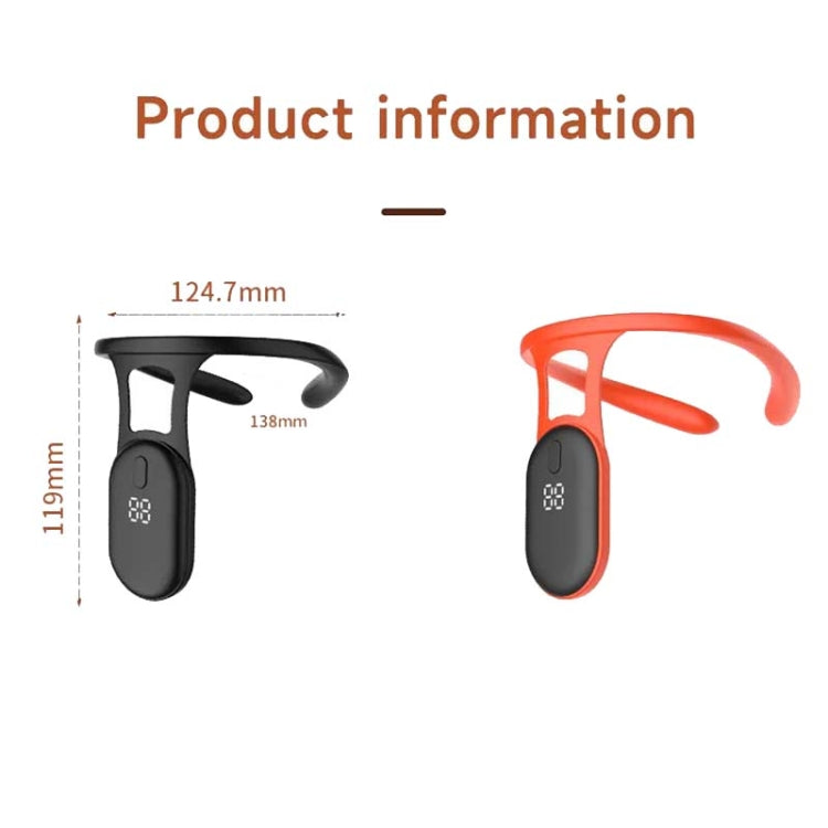 Neck posture corrector with LCD module and curved hanging strap, size view