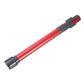 Red telescopic vacuum extension tube with black connector head and side latch