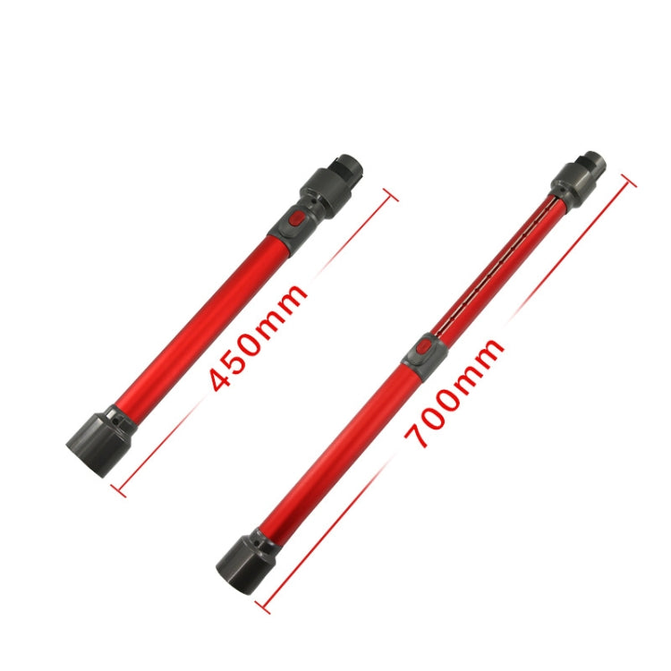 Red telescopic vacuum extension rod pair showing 450 mm and 700 mm length