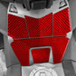 Red carbon-fiber fuel tank surround sticker set installed on scooter body