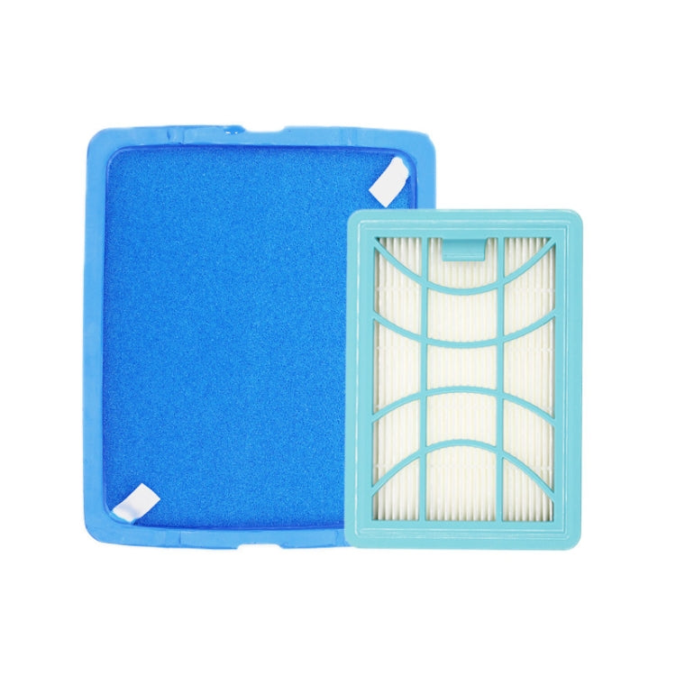 Vacuum air inlet/outlet filter, blue frame with pleated white media