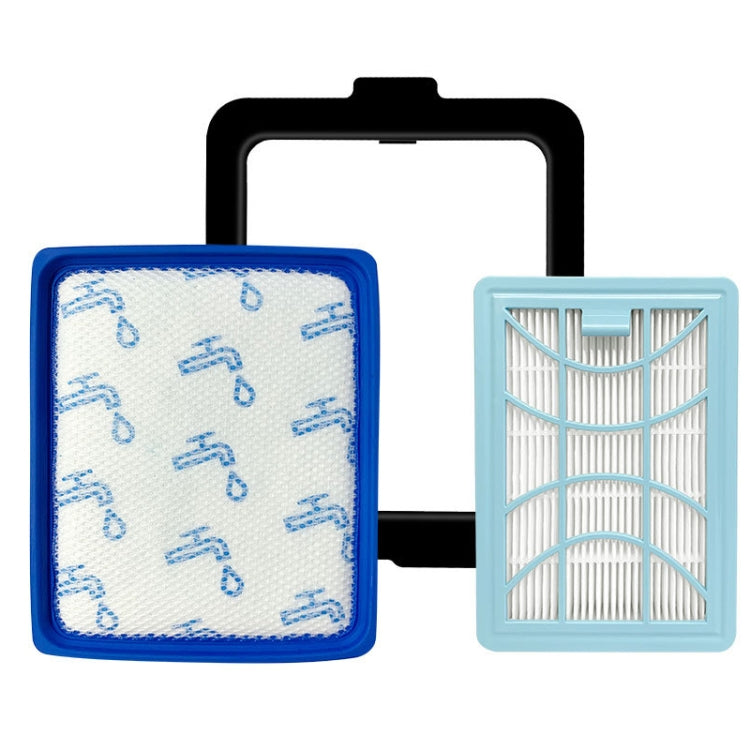 Vacuum filter set: blue media filter and light blue pleated filter with outer frame