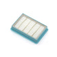 Vacuum filter cartridge with white pleated media and light blue base