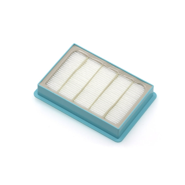 Vacuum filter cartridge with white pleated media and light blue base