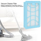 Vacuum air filter with light blue frame and pleated white core for replacement