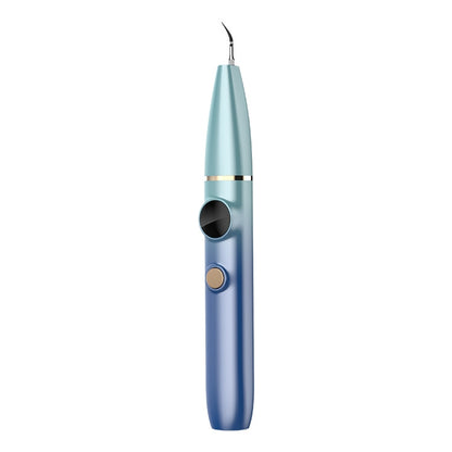 Visual ultrasonic dental scaler pen, blue gradient handle with attached cleaning tip
