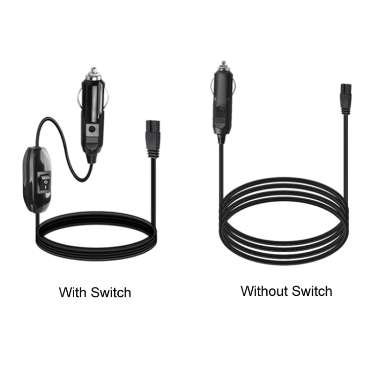 Car refrigerator power cable with cigarette lighter plug, with and without switch