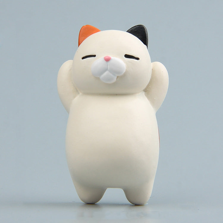 Resin cartoon cat fridge magnet ornament, cream body with orange and black ears, smiling face