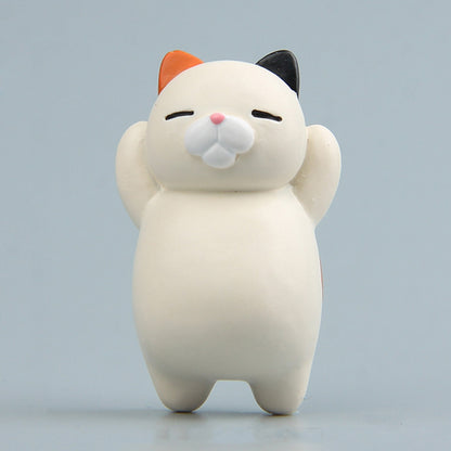 Resin cartoon cat fridge magnet ornament, cream body with orange and black ears, smiling face