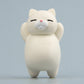 Resin cartoon cat fridge magnet ornament, white cat with closed-eye smile and raised paws