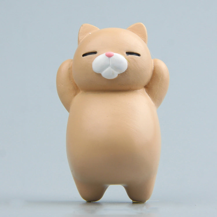 Resin cartoon cat fridge magnet ornament, light tan cat with closed eyes and round white nose