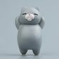 Resin cartoon cat fridge magnet ornament, light gray cat with closed eyes and white muzzle