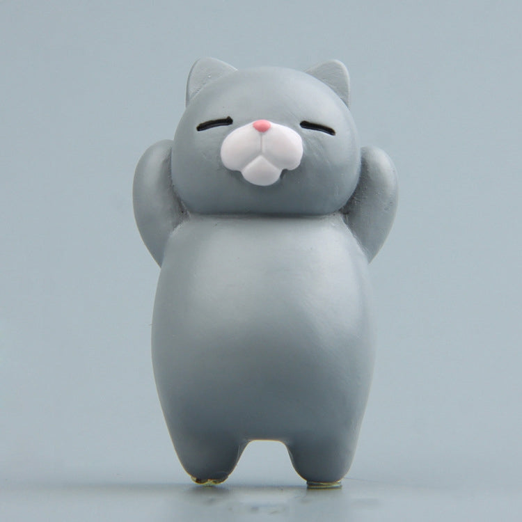 Resin cartoon cat fridge magnet ornament, light gray cat with closed eyes and white muzzle