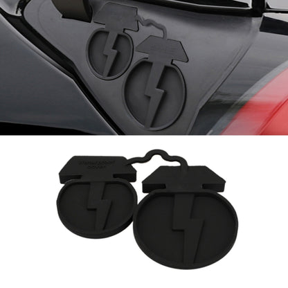 2-piece conjoined black silicone charging port covers with hinged caps
