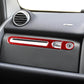 Glove box handle trim sticker set with red carbon fiber strip and chrome lock surround