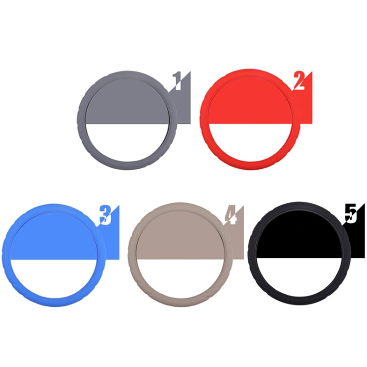 Silicone steering wheel cover 37-42cm shown in multiple color options: gray, red, blue, black