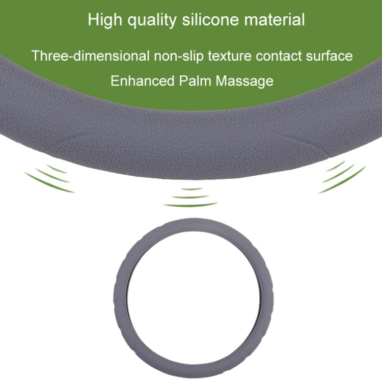 Gray silicone steering wheel cover with 3D non-slip contact texture surface