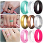 Glitter silicone wide couple rings in assorted colors on a hand