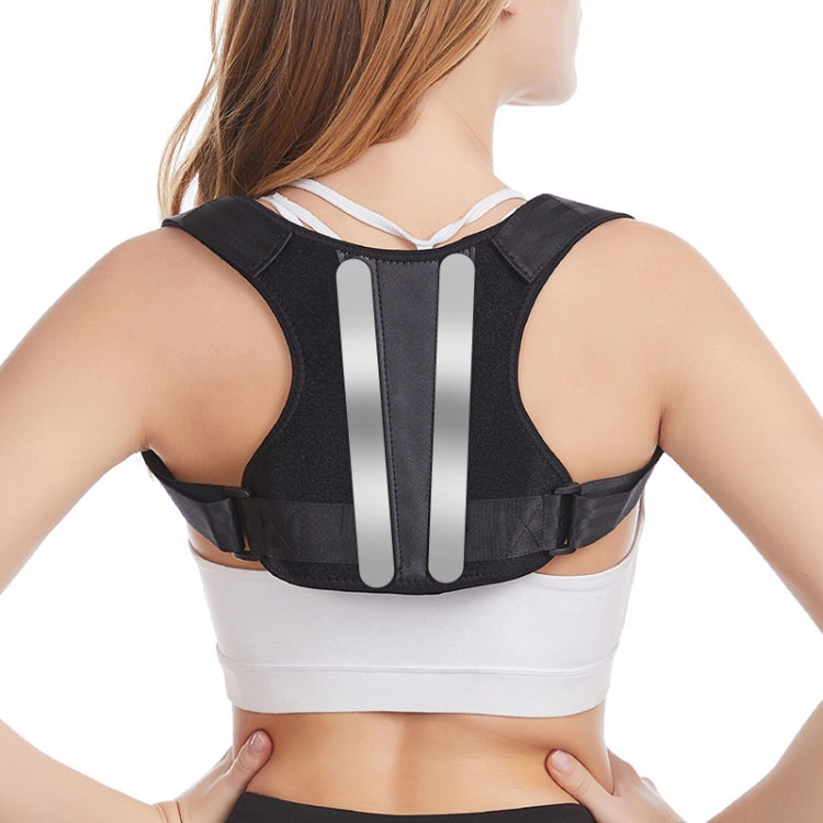 Black back posture corrector vest with adjustable shoulder straps and center support bar