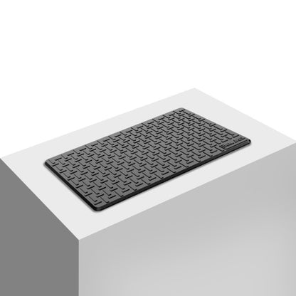 Car dashboard anti-skid phone mat, black rectangular with raised grid texture