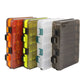 Translucent double-sided bait organizer toolbox with multiple grid compartments, snap latches