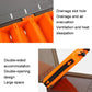 Orange translucent bait organizer toolbox showing interior dividers and side ventilation slots
