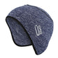 Navy blue heather knit winter ear-hat skull cap with cactus logo on front