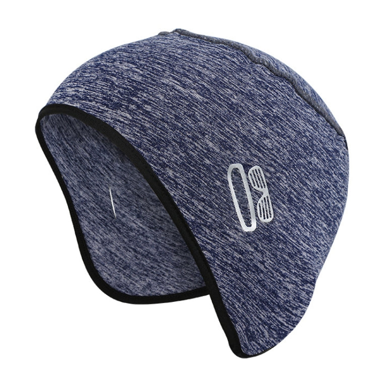 Navy blue heather knit winter ear-hat skull cap with cactus logo on front